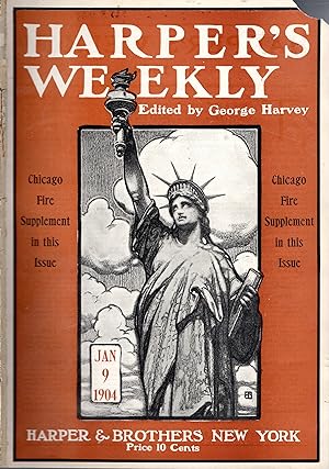 Seller image for PRINT: " Cover: Statue of Liberty; Chicago Fire Supplement Issue".color Engraving from Harper's Weekly, January 9, 1904 for sale by Dorley House Books, Inc.
