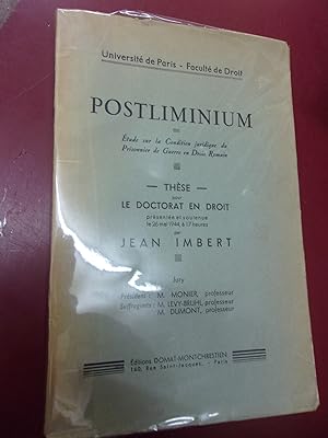 Postliminium - Etude sur la condition juridique du prisonnier de guerre en droit romain.