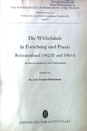 Bild des Verkufers fr Die Wirbelsule in Forschung und Praxis; Die Wirbelsule in Forschung und Praxis ; Bd. 27; Referatenband 1962/II und 1963/I; zum Verkauf von books4less (Versandantiquariat Petra Gros GmbH & Co. KG)