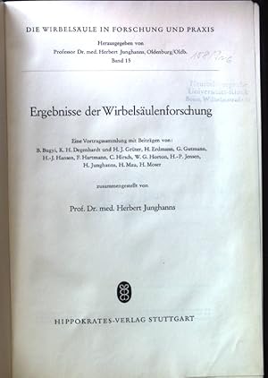 Image du vendeur pour Ergebnisse der Wirbelsulenforschung : Eine Vortragssammlung. Die Wirbelsule in Forschung und Praxis ; Bd. 15; mis en vente par books4less (Versandantiquariat Petra Gros GmbH & Co. KG)