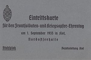 Eintrittskarte für den Frontsoldaten- und Kriegsopfer-Ehrentag am 1. September 1935 in Kiel, Nord...