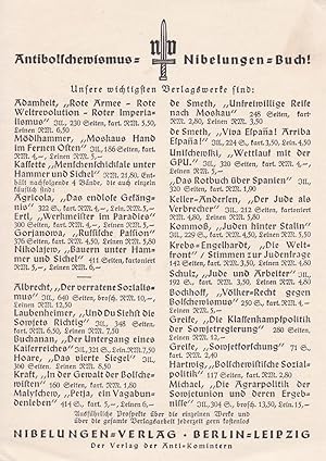 Bild des Verkufers fr Antibolschewismus = Nibelungen-Buch! (Zeitgenssische Werbepostkarte des Verlags). zum Verkauf von Antiquariat Schwarz & Grmling GbR