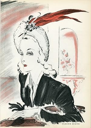 "CLAUDE ST-CYR" Annonce originale entoilée parue dans PLAIRE illustrée par Pierre SIMON (1945)