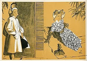 "MOLYNEUX" Double annonce originale entoilée parue dans PLAIRE illustrée par GRUAU (1945)