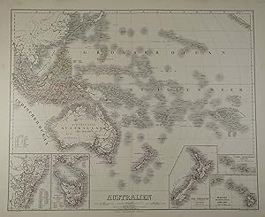 Australien. Grenzkolorierte Kupferstich-Karte v. W. Kratz u. I. u. C. Poppey. Neu bearbeitet von ...