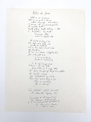 Autograph manuscript signed, "What are Years"