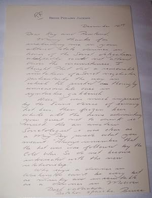 Manuscript letter Signed by Bruce Pitcairn Jackson on his personal letterhead to Kay and Rowland ...