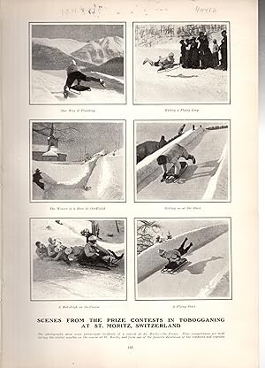 Seller image for PRINT: "Scenes from the Prize Contests n Tobogganing at St. Moritz, Switzerland ".photos from Harper's Weekly, January 23, 1904 for sale by Dorley House Books, Inc.