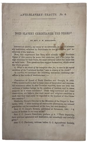 Abolitionist Tract Asks "Does Slavery Christianize the Negro?"