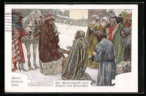 Bild des Verkufers fr Knstler-Ansichtskarte Wien, Gasthaus Wiener Rathaus-Keller, Das Weihnachtsfest unter Leopold dem Glorreichen zum Verkauf von Bartko-Reher