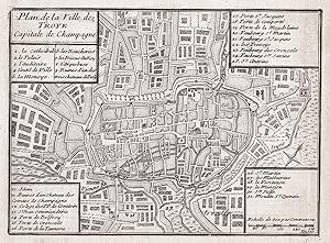 Bild des Verkufers fr "Plan de la Ville de Troye Capitale de Champagne" - Troyes Aube Grand-Est France Plan fortification Fortifikation zum Verkauf von Antiquariat Steffen Vlkel GmbH