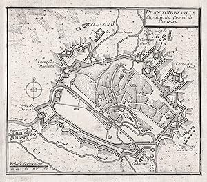 Bild des Verkufers fr Plan d'Abbeville Capitale du Comt de Ponthieu" - Abbeville Somme Hauts-de-France Plan fortification Fortifikation zum Verkauf von Antiquariat Steffen Vlkel GmbH