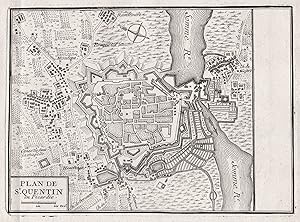 Bild des Verkufers fr "Plan de St. Quentin en Picardie." - Saint-Quentin Aisne Hauts-de-France Plan fortification Fortifikation zum Verkauf von Antiquariat Steffen Vlkel GmbH