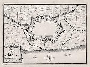 Bild des Verkufers fr Plan de la Ville d'Axel" - Axel Terneuzen Zeeland Nederland Niederlande Netherlands Holland Plan fortification Fortifikation zum Verkauf von Antiquariat Steffen Vlkel GmbH