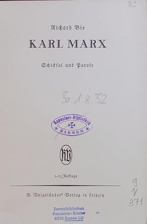 Imagen del vendedor de Karl Marx. Schicksal und Parole. a la venta por Antiquariat Bookfarm