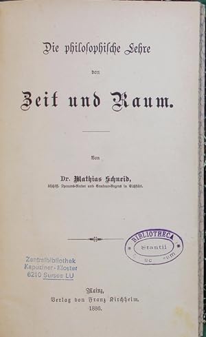 Imagen del vendedor de Die philosophische Lehre von Zeit und Raum. a la venta por Antiquariat Bookfarm