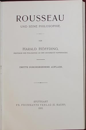 Bild des Verkufers fr Rousseau und seine Philosophie. Ed. 3. zum Verkauf von Antiquariat Bookfarm