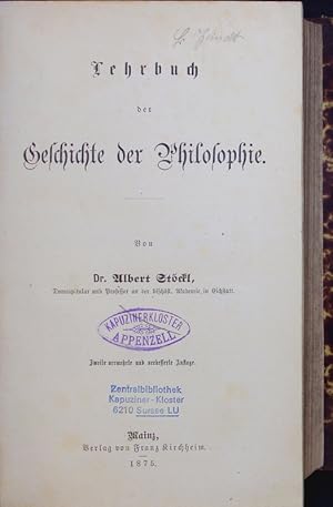 Bild des Verkufers fr Lehrbuch der Geschichte der Philosophie. Ed. 2. zum Verkauf von Antiquariat Bookfarm