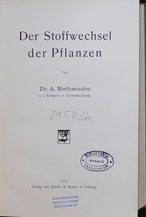 Seller image for Der Stoffwechsel der Pflanzen. for sale by Antiquariat Bookfarm