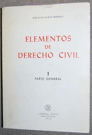 Imagen del vendedor de ELEMENTOS DE DERECHO CIVIL. I: Parte general a la venta por Fbula Libros (Librera Jimnez-Bravo)