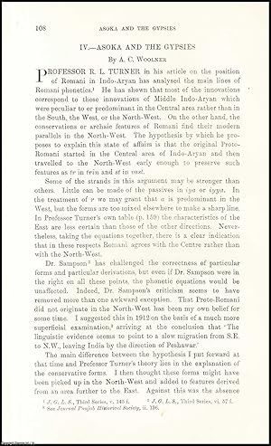 Image du vendeur pour Asoka and the Gypsies. An uncommon original article from the Journal of the Gypsy Lore Society, 1928. mis en vente par Cosmo Books