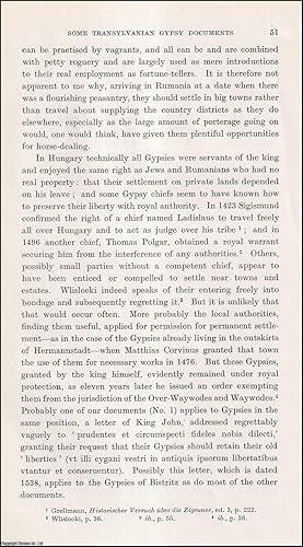 Imagen del vendedor de Transylvanian Gypsy Documents of the Sixteenth Century. An uncommon original article from the Journal of the Gypsy Lore Society, 1941. a la venta por Cosmo Books