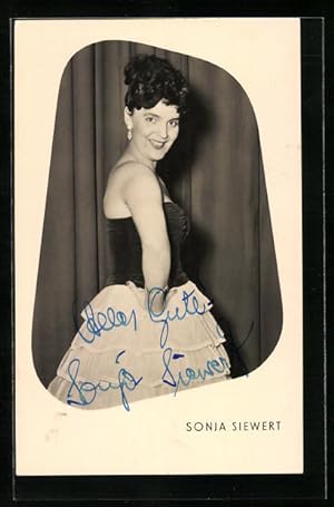 Ansichtskarte Schauspielerin Sonja Siewert über die Schulter lächelnd, Autograph