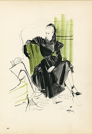 "MARCEL ROCHAS" Annonce originale entoilée parue dans PLAIRE illustrée par GRUAU (1945)