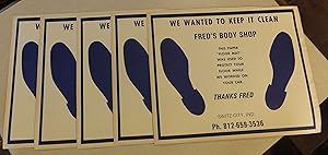 10 VINTAGE FRED'S BODY SHOP SWITZ CITY INDIANA AUTOMOBILE PAPER FLOOR MATS
