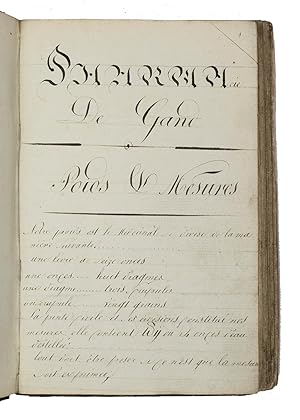 Pharmacie de gand de l'année 1787 traduite en françois.[Ghent, after 1787]. 8vo. Half green moroc...