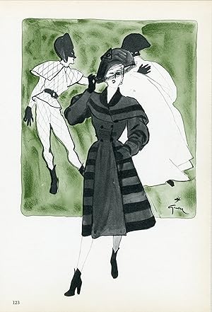 "JACQUES FATH" Annonce originale entoilée parue dans PLAIRE illustrée par GRUAU (1945)