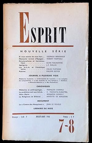 Seller image for Esprit n351, juillet-aot 1966 for sale by LibrairieLaLettre2