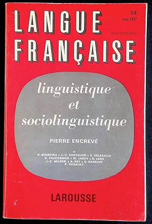 Imagen del vendedor de Langue franaise n34, mai 1977 - Linguistique et sociolinguistique a la venta por LibrairieLaLettre2