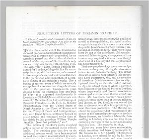 Seller image for Unpublished Letters Of Benjamin Franklin for sale by Legacy Books II