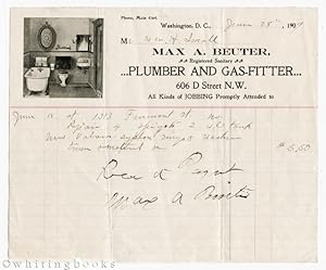 Billhead for Max A. Beuter, Plumber and Gas-Fitter, Washington, D.C. 1909