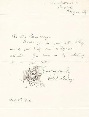 Bishop, Isabel. AUTOGRAPH LETTER SIGNED with Original Art