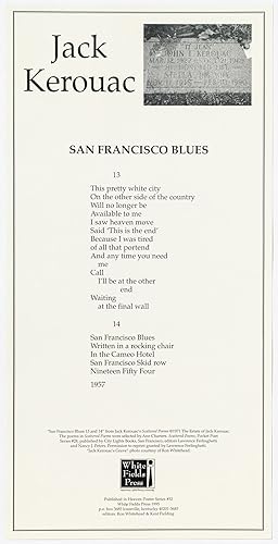 Image du vendeur pour [Broadside]: San Francisco Blues mis en vente par Between the Covers-Rare Books, Inc. ABAA