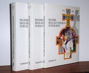 Imagen del vendedor de 900 Jahre Heilig-Blut-Verehrung in Weingarten 1094 - 1994. Festschrift zum Heilig-Blut-Jubilum am 12. Mrz 1994 / im Auftr. des Kuratoriums "Heilig-Blut-Jubilum 1994". [3 bndige LEINEN-Ausgabe: Festschrift Teil 1 und 2 plus Katalog = komplett]. a la venta por Antiquariat Ballmert