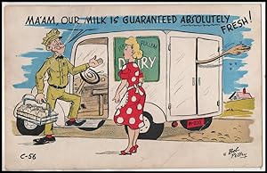 Seller image for milkman postcard: Ma'am, Our Milk is Guaranteed Absolutely Fresh! for sale by Mobyville
