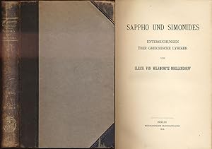 Sappho und Simonides. Untersuchungen über griechische Lyriker.