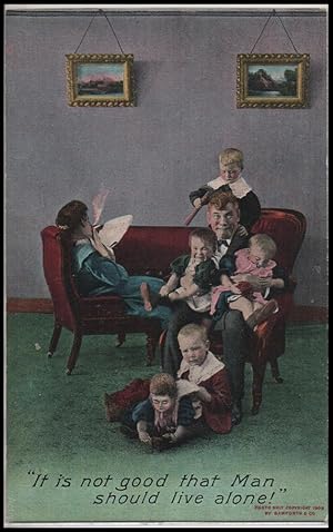 Seller image for Father's Day postcard: It Is Not Good That Man Should Live Alone for sale by Mobyville