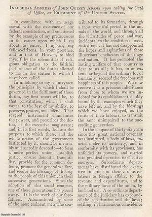 John Quincy Adams. Inaugural Address upon taking the Oath of Office as President of the United St...