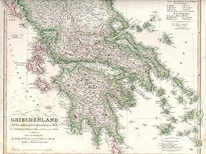 Karte Griechenland mit Beachtung der Klassischen Zeit. Nach Guilleminot, Pouquerville . Grenzkolo...