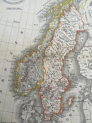 Scandinavia Sweden Norway Baltic Sea c. 1844 A. Baedeker scarce map