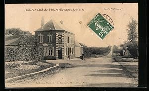 Carte postale Villers-Bocage, Entrée Sud, Route Nationale