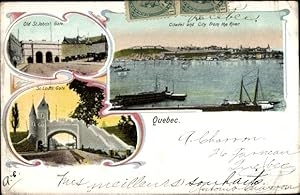 Ansichtskarte / Postkarte Québec Kanada, Old St. John's Gate, Citadel and City from the River, St...