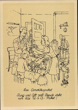 Ansichtskarte / Postkarte Das Amerikapaket, Jung und alt voll Freude, Feilnagel 1946, Care Paket