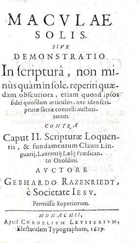 Linguarium sive responsium ad I. & VII. Caput scripturae loquentis.Monachii, apud Cornelium Leyss...