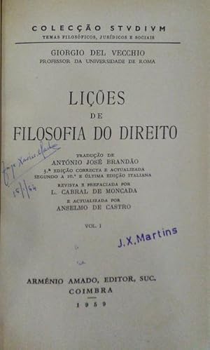 LIÇÕES DE FILOSOFIA DE DIREITO. [2 VOLS.]