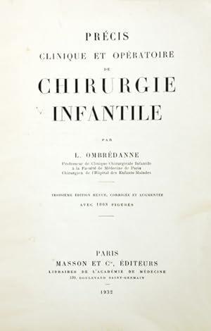 Seller image for PRCIS CLINIQUE ET OPRATOIRE DE CHIRURGUIE INFANTILE. for sale by Livraria Castro e Silva